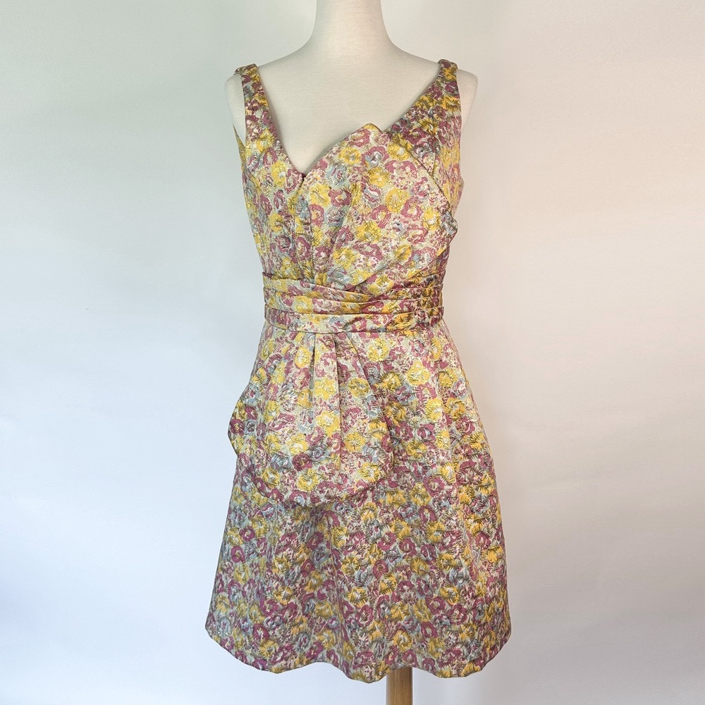 Zac Posen For Target Metallic Floral Dress with Bow | Size 7/ Medium